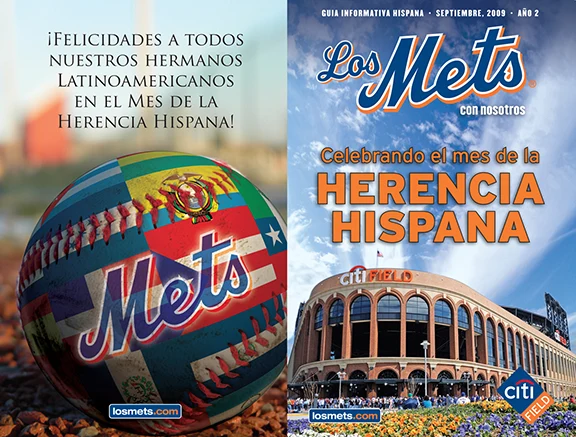Los Mets Con Nosotros Magazine - Cover spread with Citi Field and Hispanic Heritage celebration